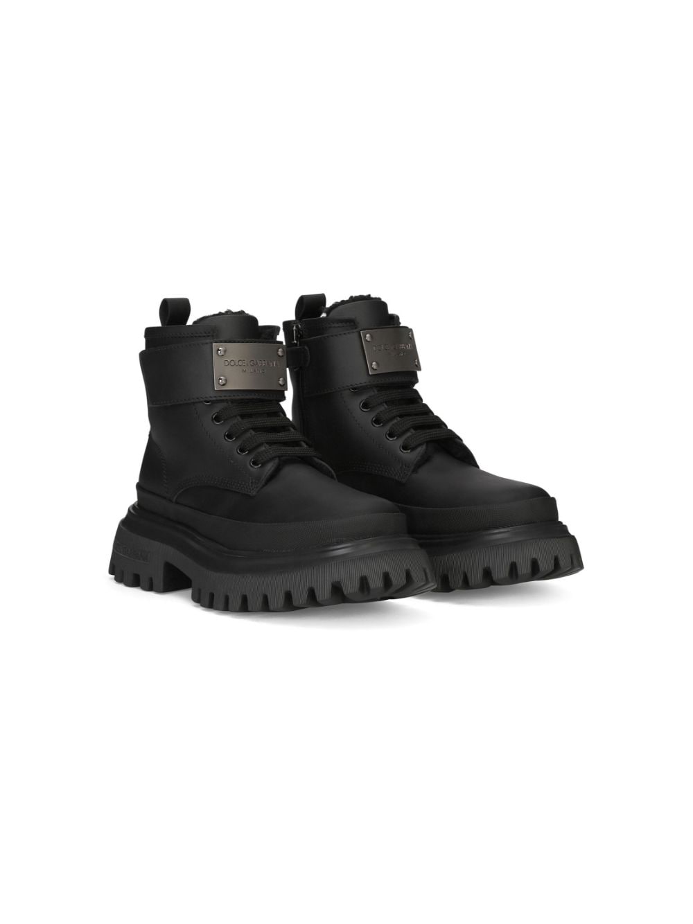 Dolce & Gabbana Kids Leren combat boots - Zwart