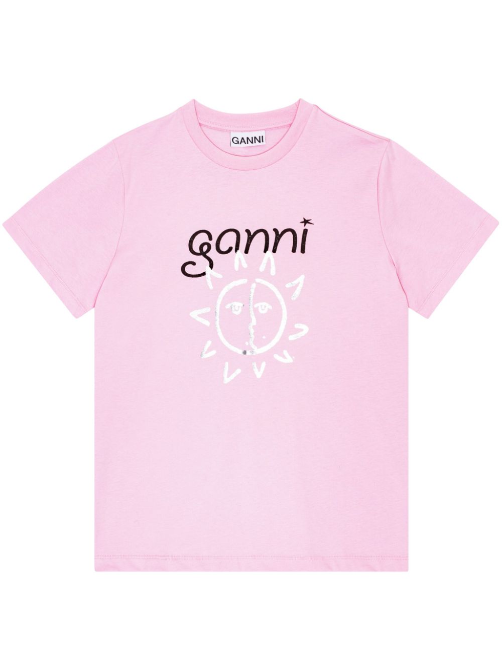 GANNI T-shirt met logoprint van biologisch katoen - Roze