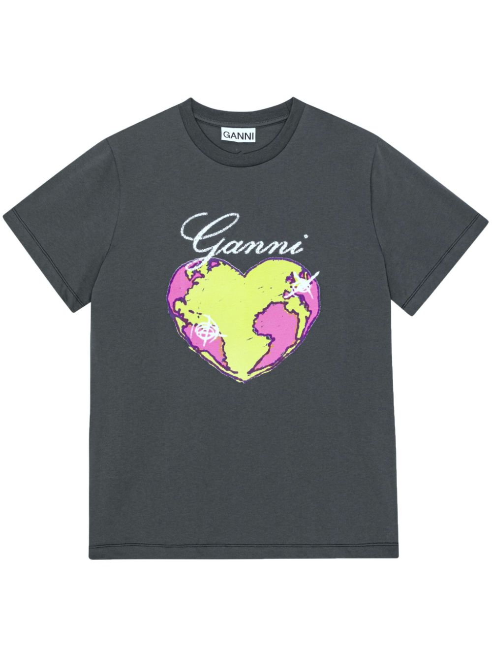 GANNI T-shirt met print - Zwart