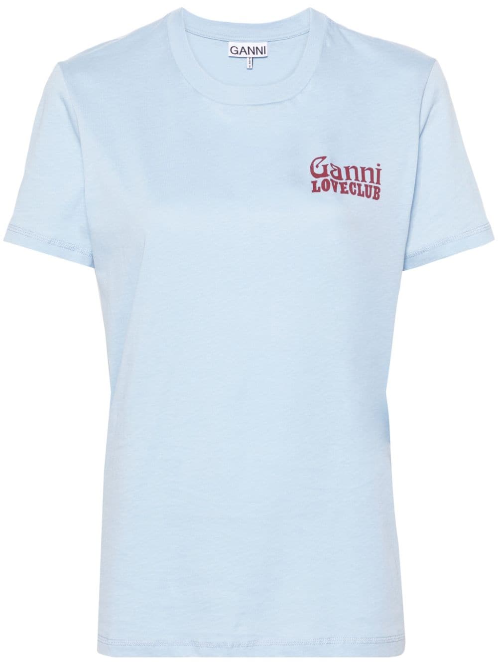 GANNI T-shirt van biologisch katoen met logoprint - Blauw