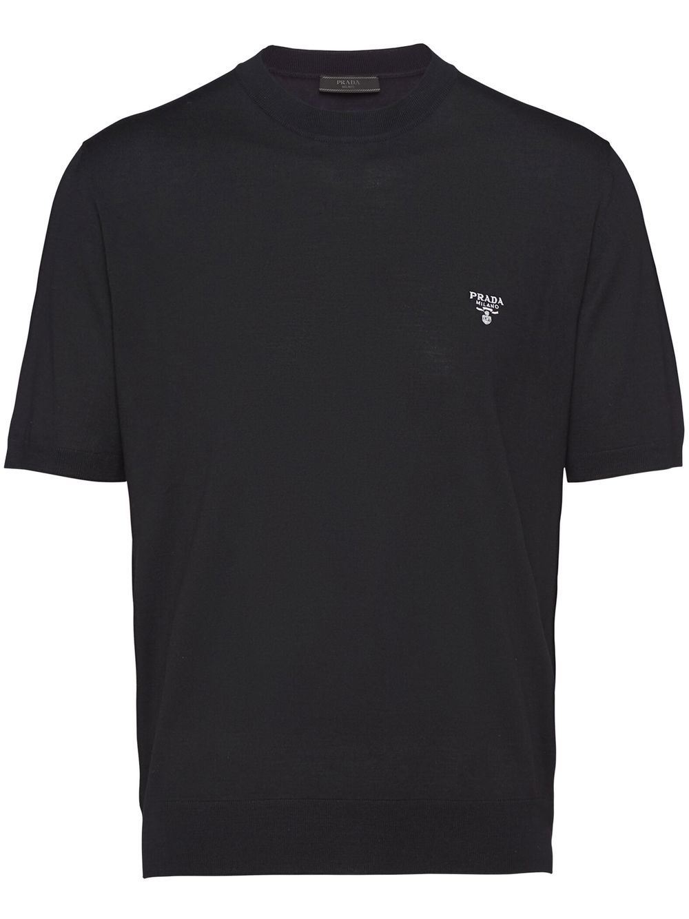Prada T-shirt met geborduurd logo - Zwart