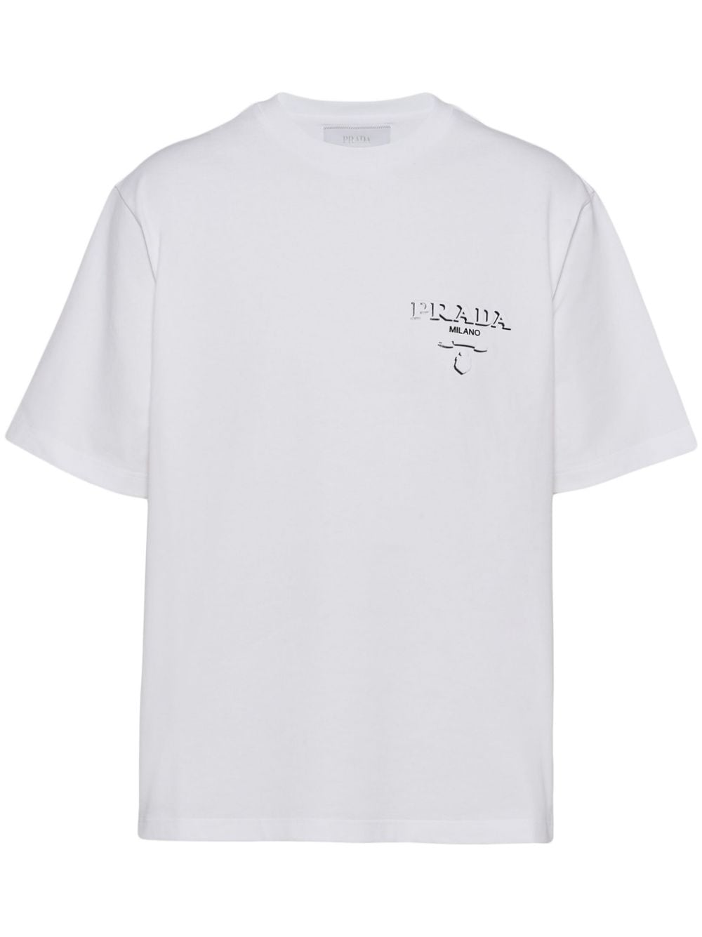 Prada T-shirt met logo-reliëf - Wit
