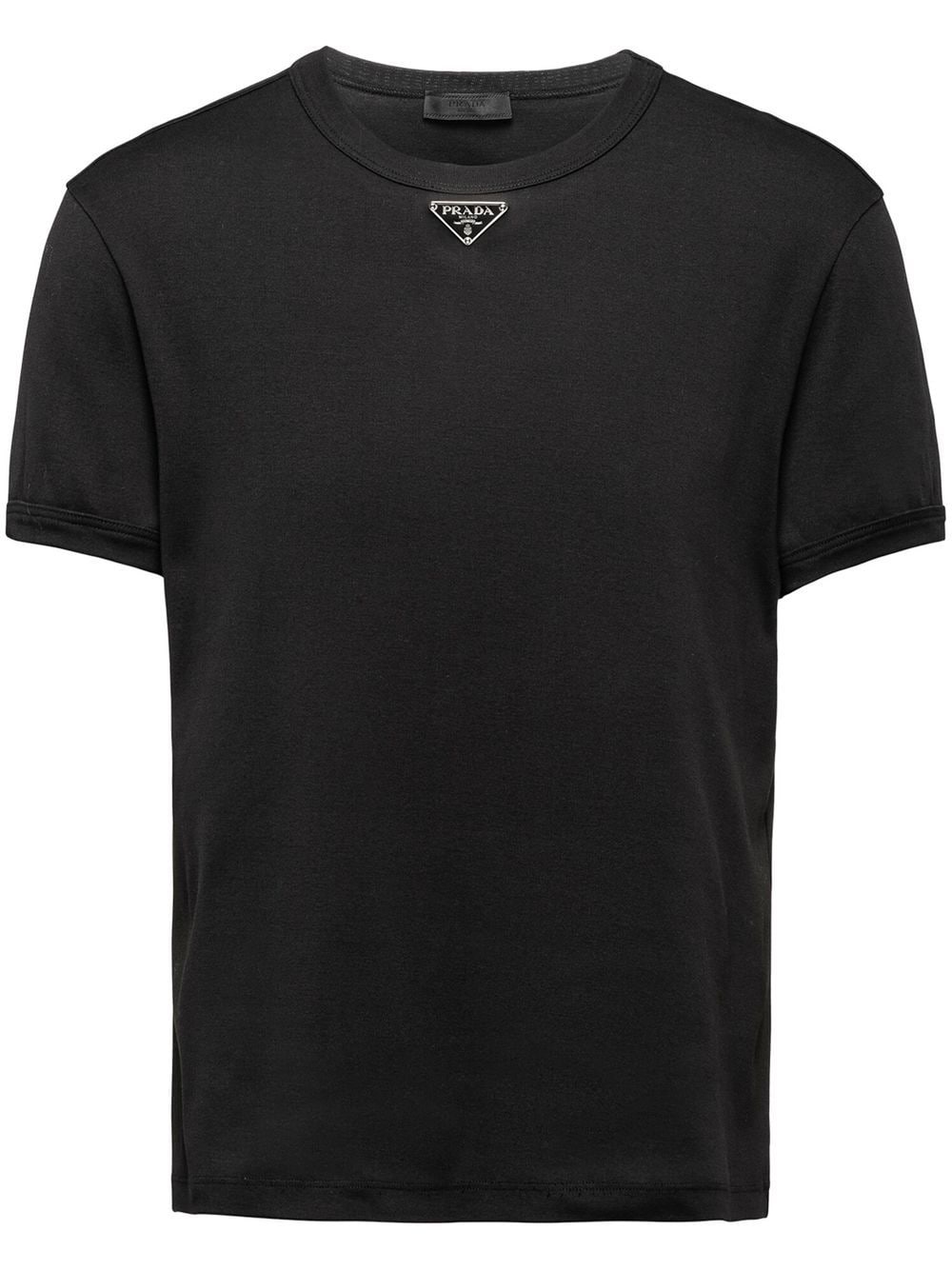 Prada T-shirt met logoplakkaat - Zwart