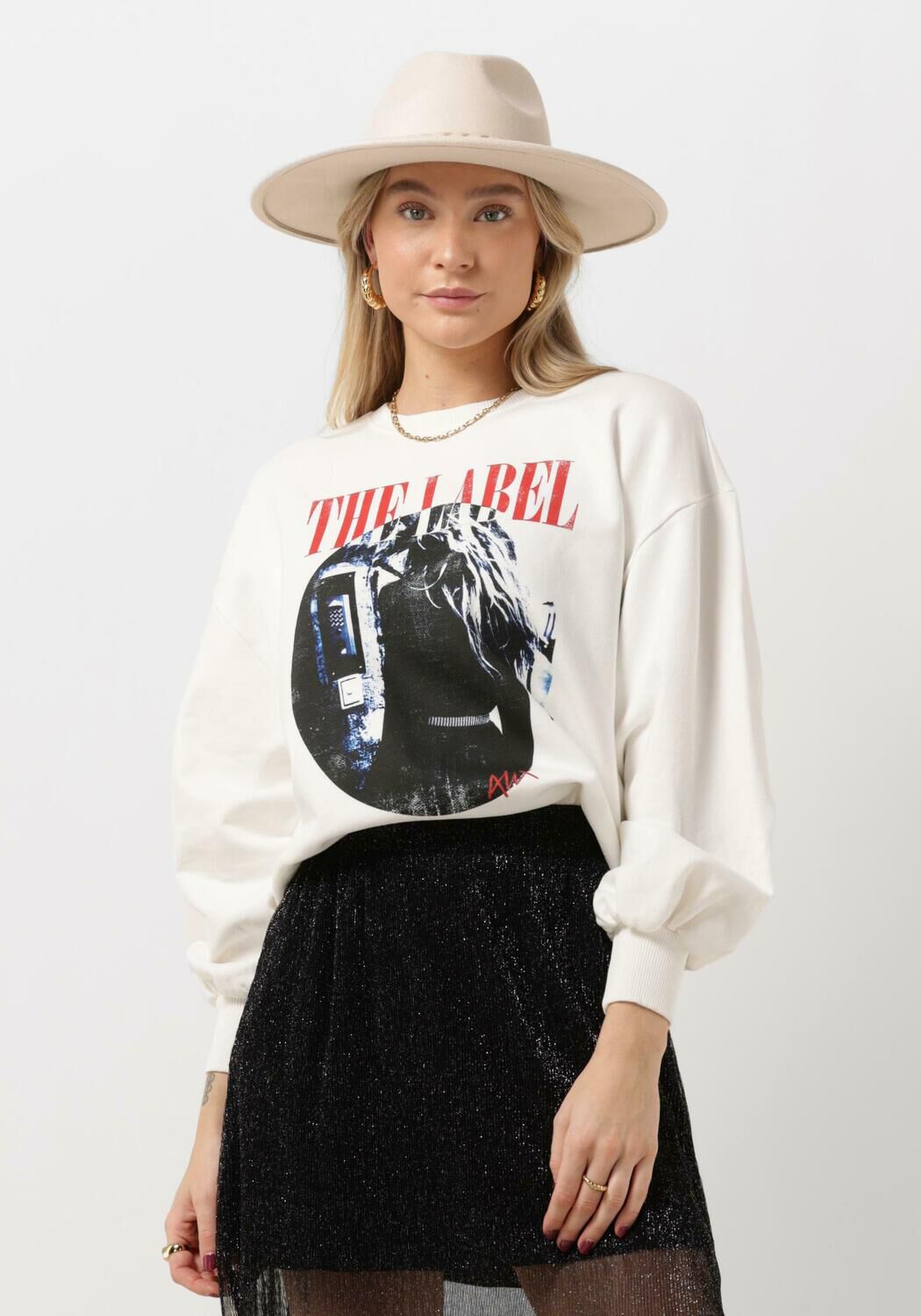 Witte Alix the Label Sweater Ladies Knitted Photoprint Sweater
