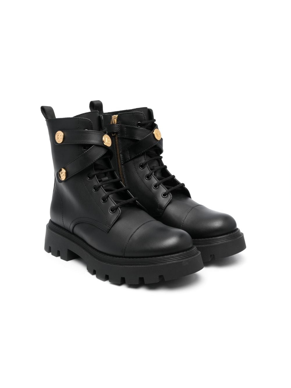 Balmain Kids Combat boots met veters - Zwart