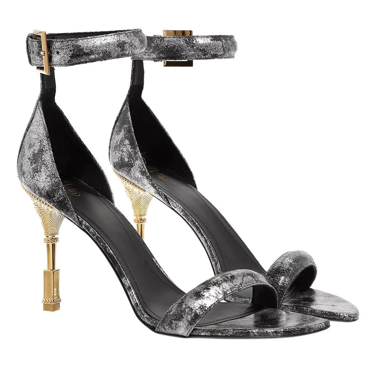 Balmain Sandalen - Sandals Coin In Laminated Leather in zilver