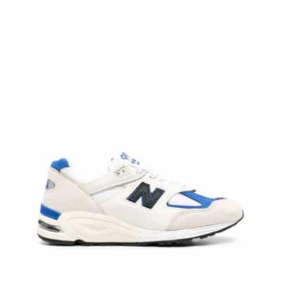 Blauw/Witte Leren Sneakers New Balance , Multicolor , Heren