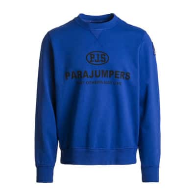 Blauwe Sweater met Ronde Hals en Parajumpers Logo Parajumpers , Blue , Heren
