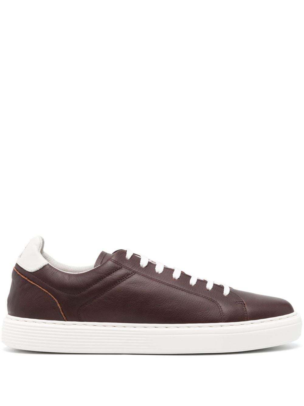 Brunello Cucinelli lace-up leather sneakers - Bruin