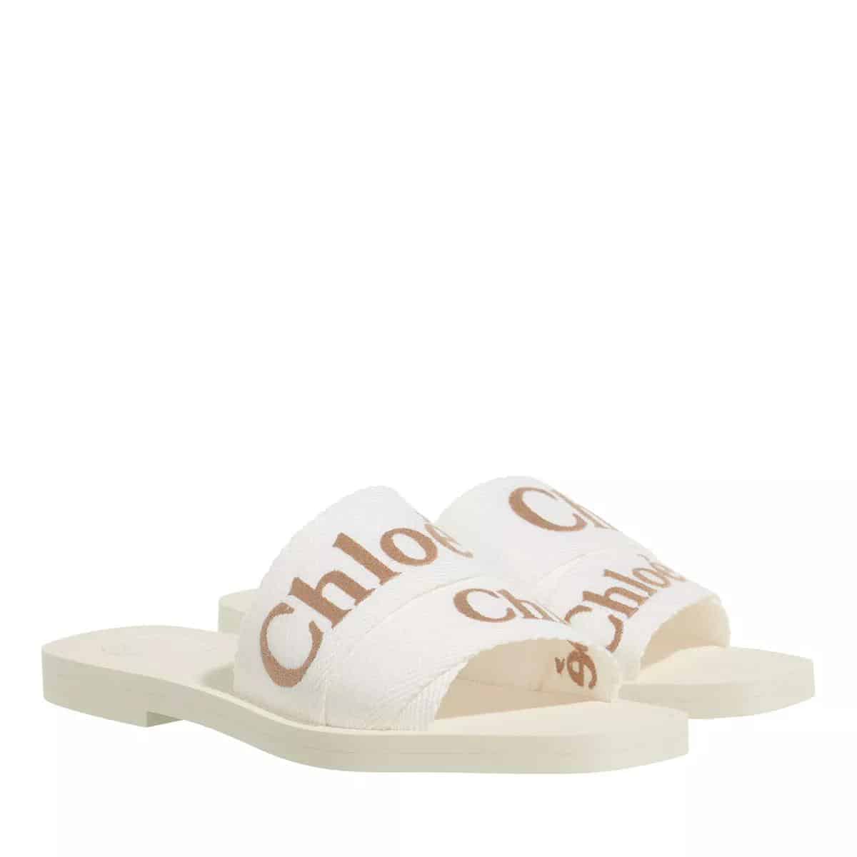 Chloé Slippers - Woody Flat Mules in crème
