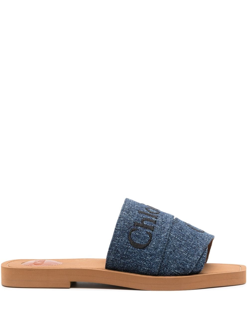 Chloé Woody slippers met geborduurd logo - Blauw