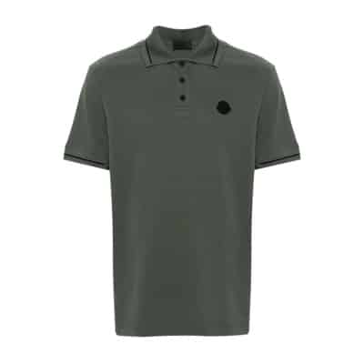Contrast Trim Polo Shirt Moncler , Green , Heren