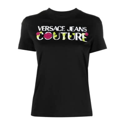 Designer T-Shirt Versace Jeans Couture , Black , Dames