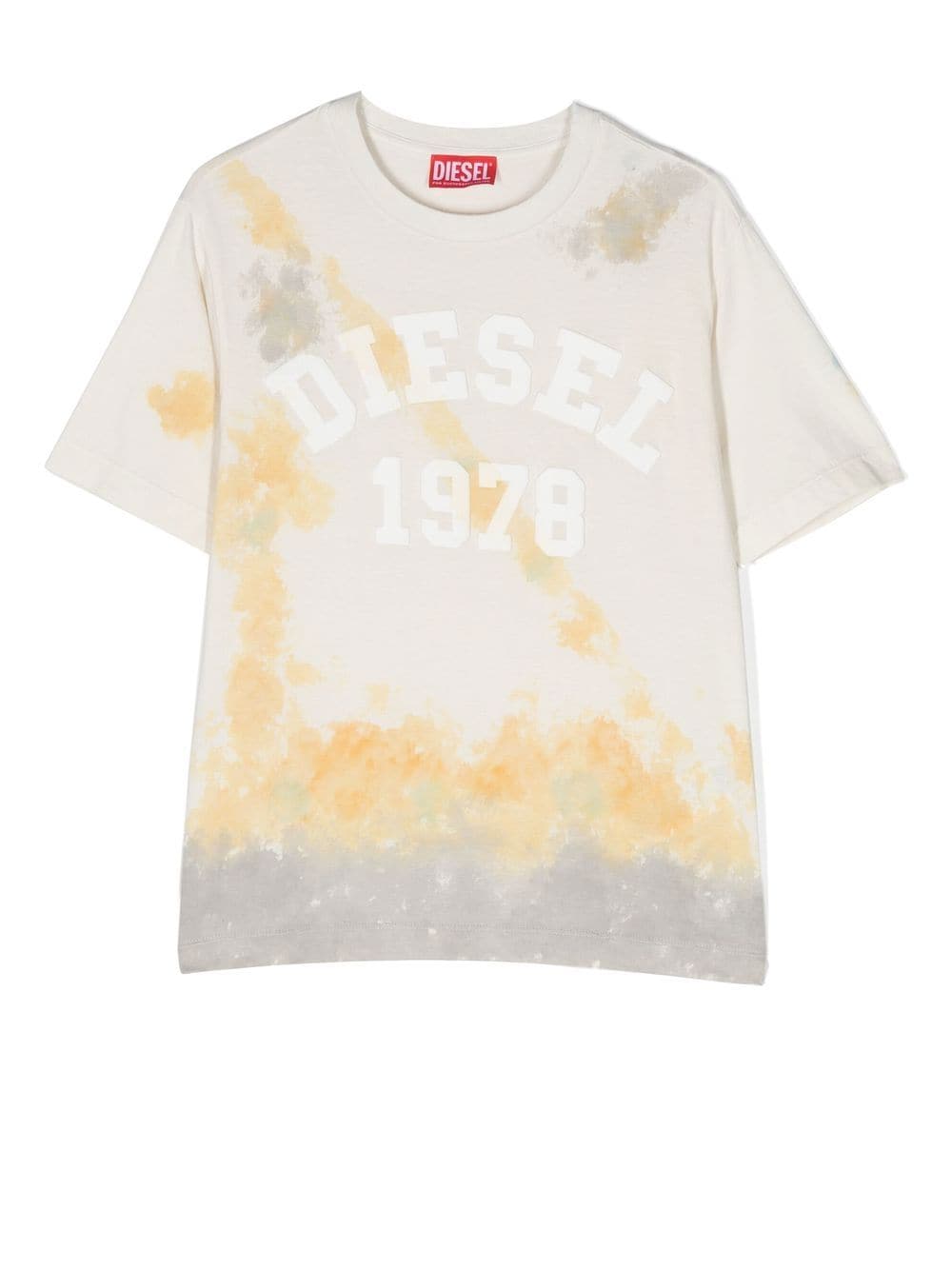 Diesel Kids T-shirt met tie-dye print - Beige