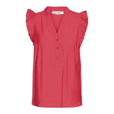 Frill Top Blouse met V-hals Co'Couture , Red , Dames