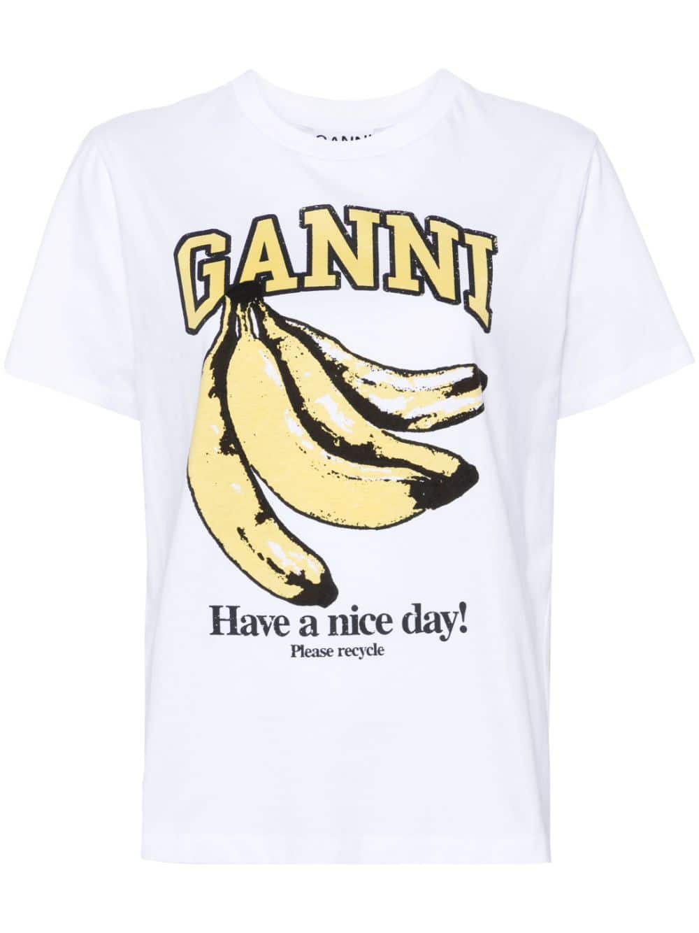 GANNI T-shirt met bananenprint - Wit