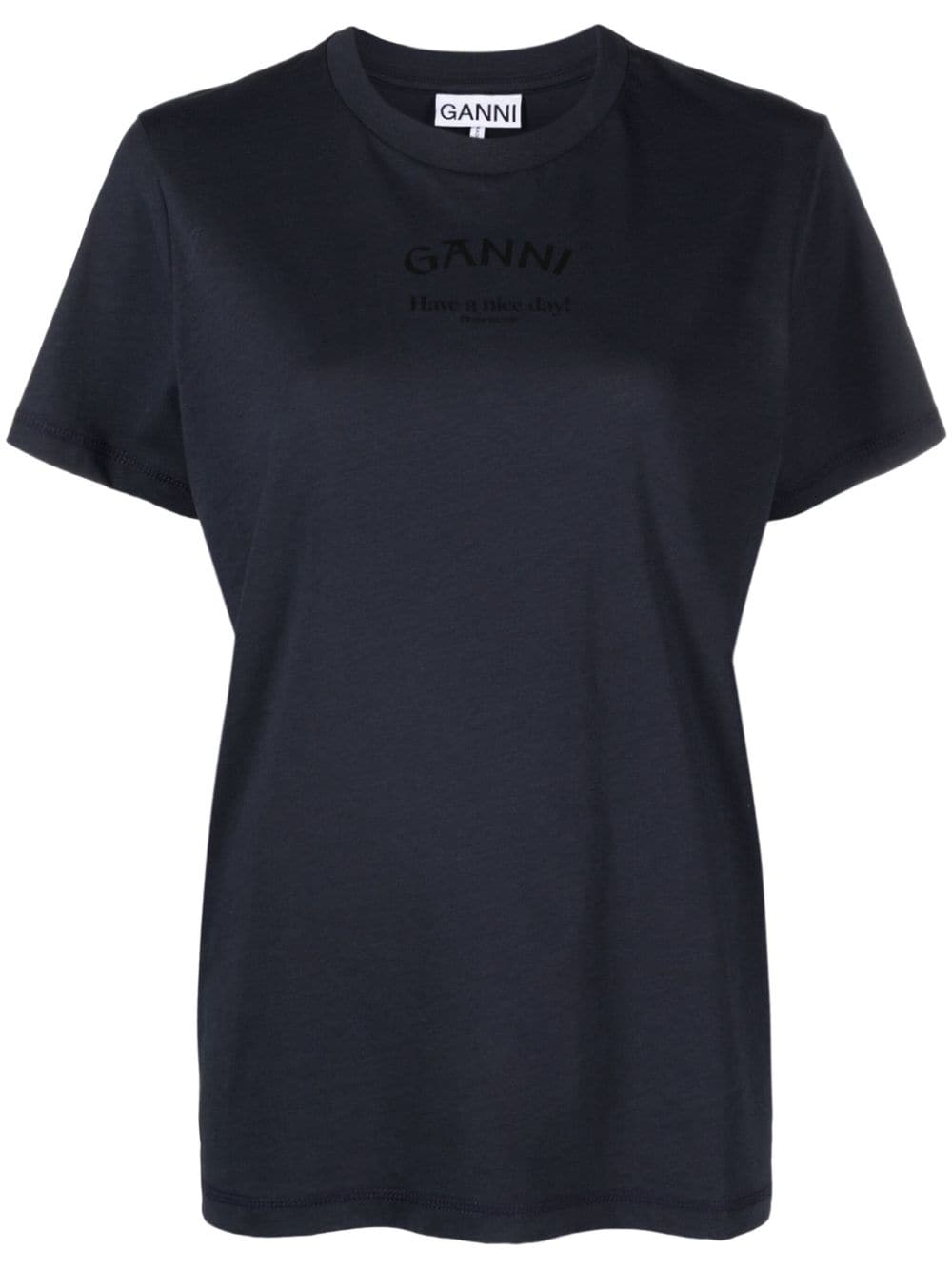 GANNI T-shirt met logoprint van biologisch katoen - Blauw