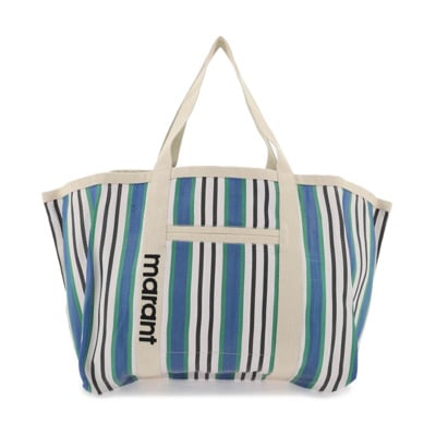 Gestreepte nylon tote tas met geborduurd logo Isabel Marant , Multicolor , Dames