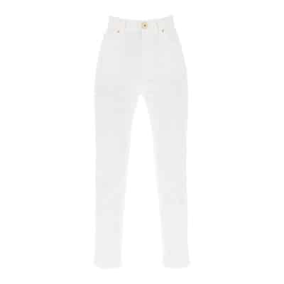 Hoge Taille Slim Jeans Balmain , White , Dames