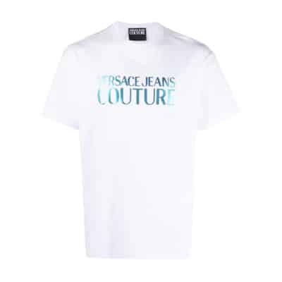 Iridescent White T-shirt met Couture Branding Versace Jeans Couture , White , Heren