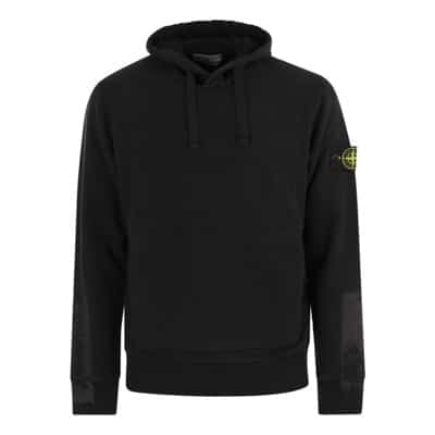Katoenen hoodie met relaxte pasvorm en logo-applicatie Stone Island , Black , Heren