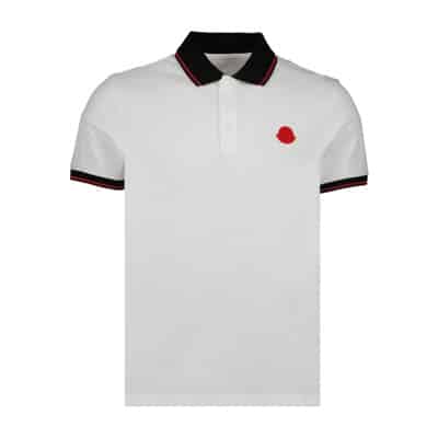 Klassieke Tricolor Polo Shirt Moncler , White , Heren