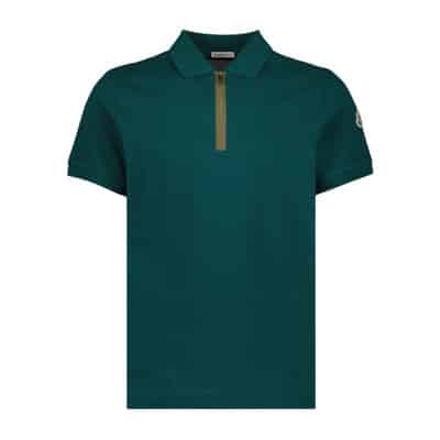 Klassieke Zip Polo Shirt Moncler , Green , Heren