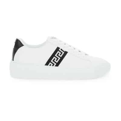 Leren Greca Sneakers Versace , White , Heren