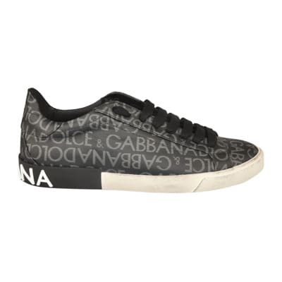 Luxe Logo Print Zwart Grijs Sneakers Dolce & Gabbana , Black , Heren