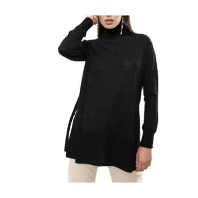 Merino Wol Turtleneck Sweater Kaos , Black , Dames