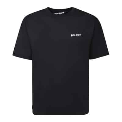 Minimalistisch Katoenen T-Shirt met Geborduurd Logo Palm Angels , Black , Heren