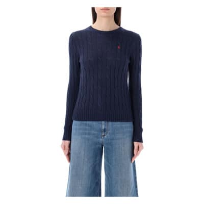 Navy Cable-Knit Crewneck Sweater Ralph Lauren , Blue , Dames