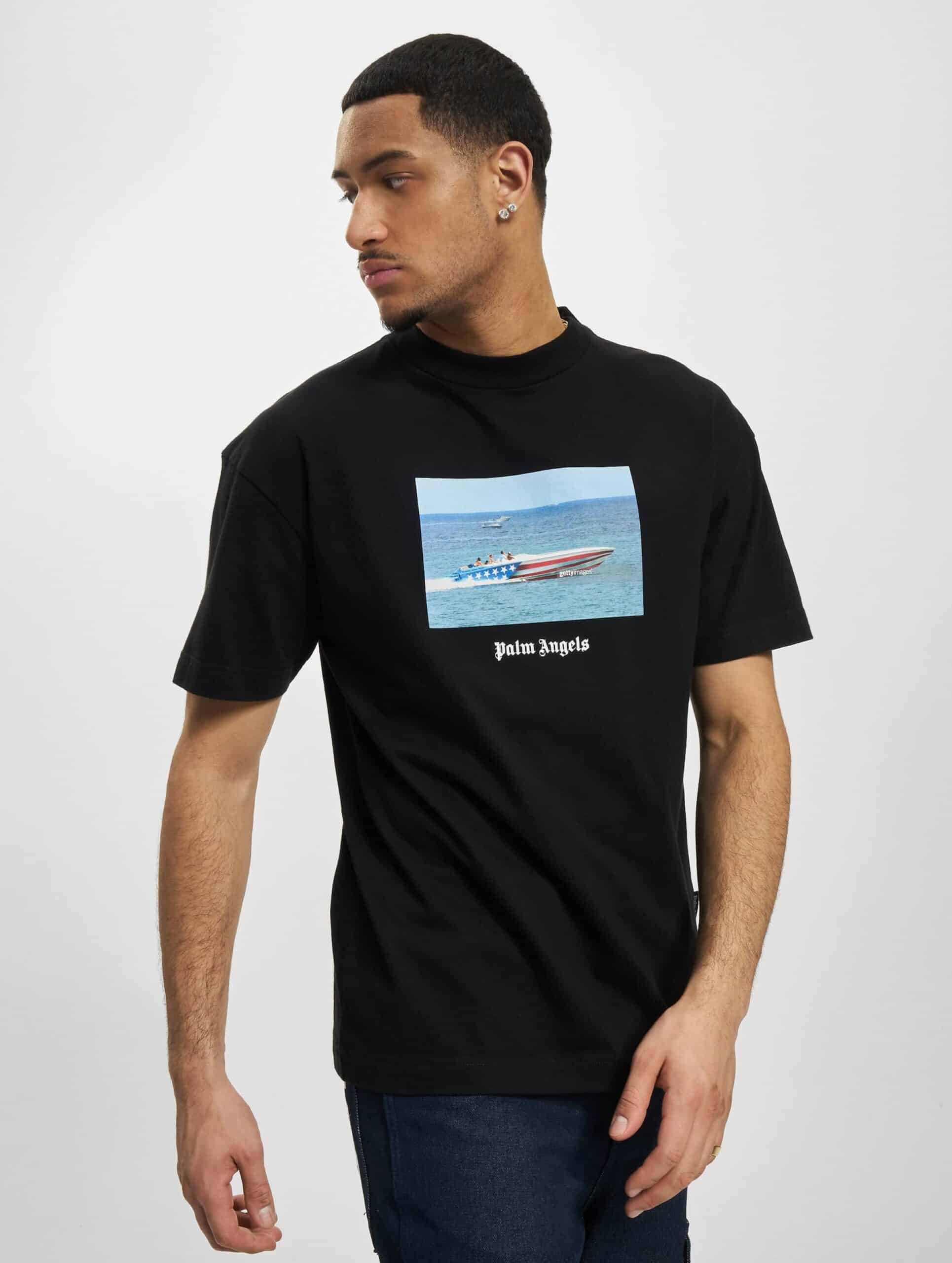 Palm Angels Getty Speedboat Classic T-Shirt Mannen op kleur zwart, Maat L