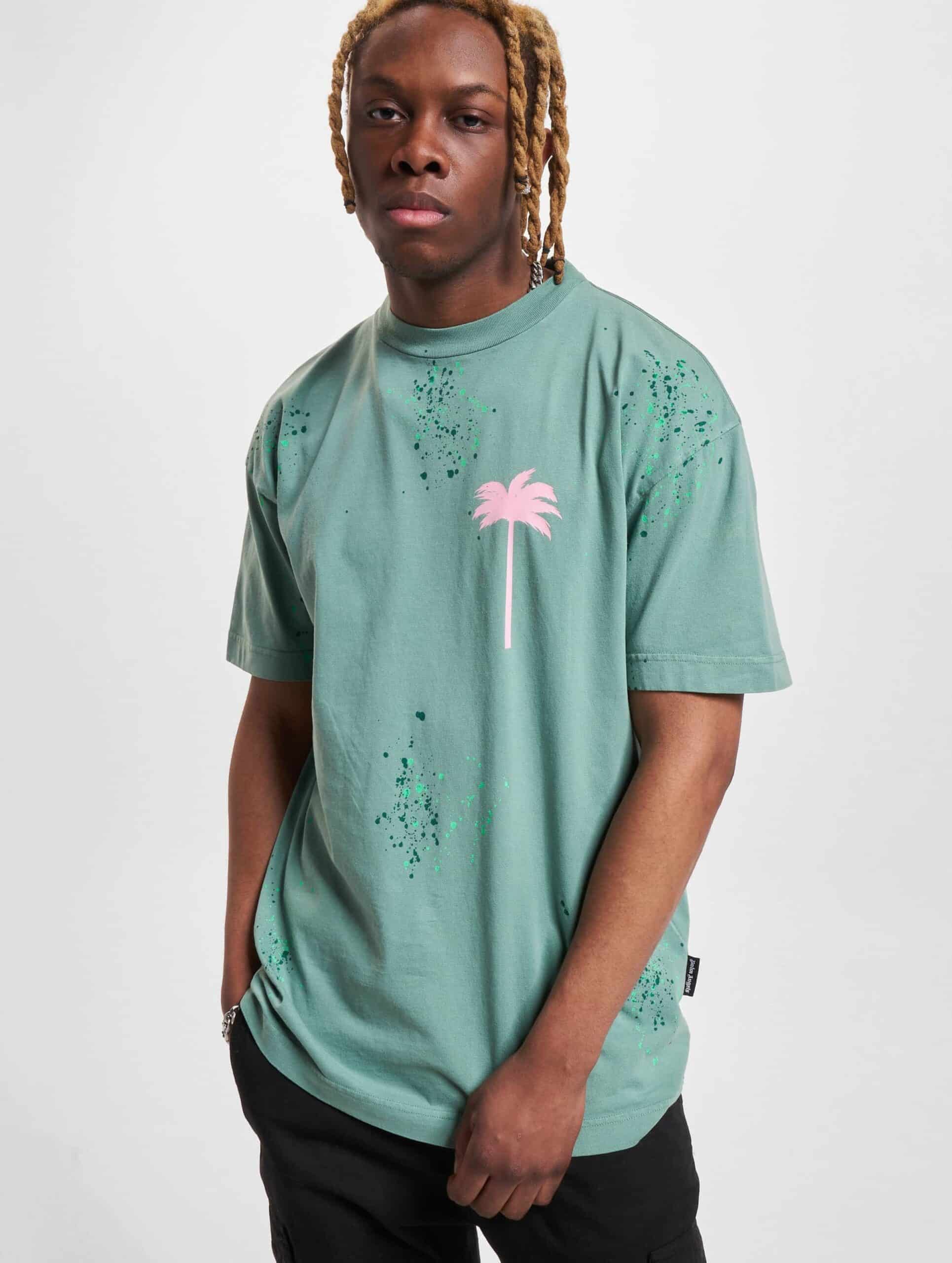 Palm Angels PxP Painted Classic T-Shirt Mannen op kleur groen, Maat L