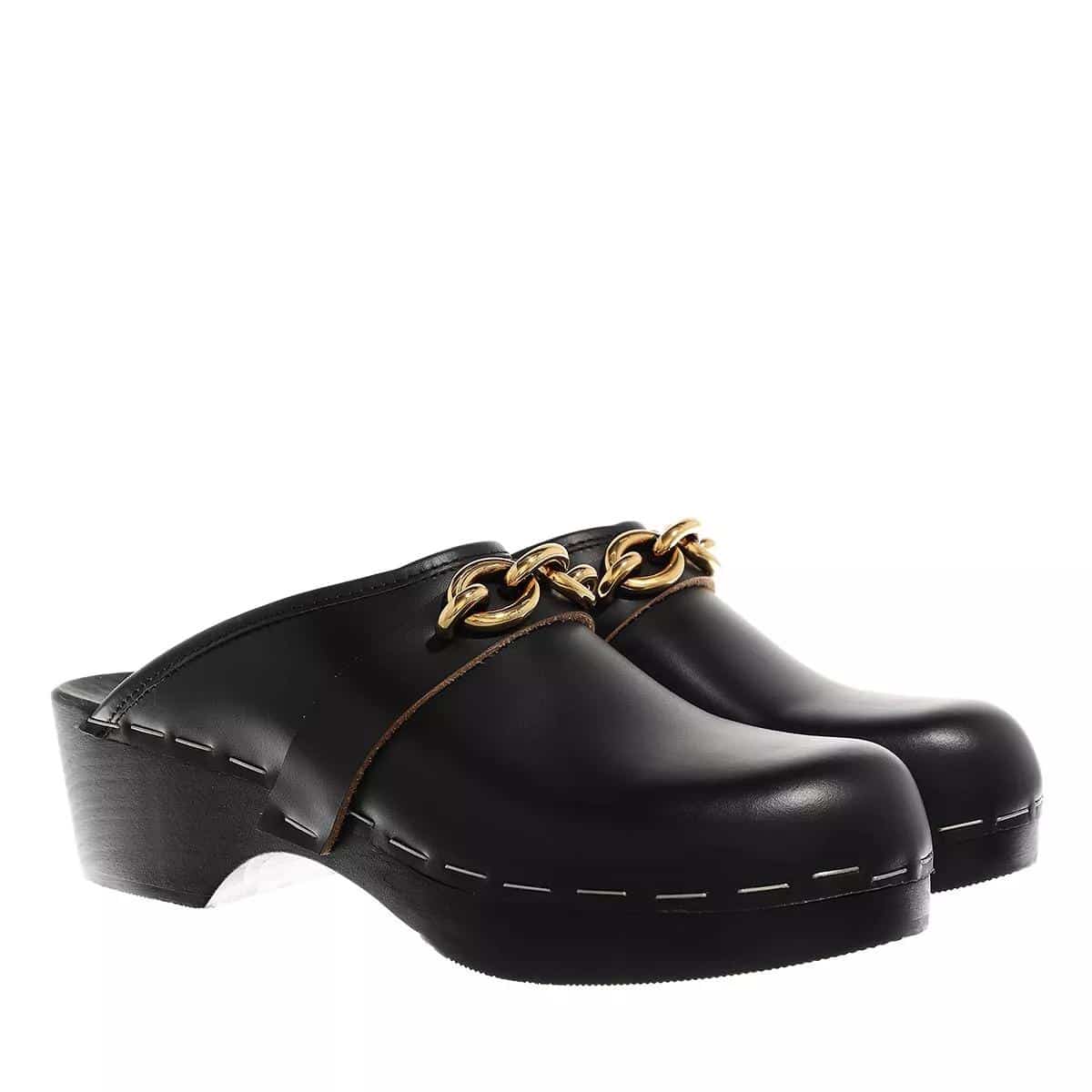 Saint Laurent Slippers - Le Maillon Clogs Leather in zwart