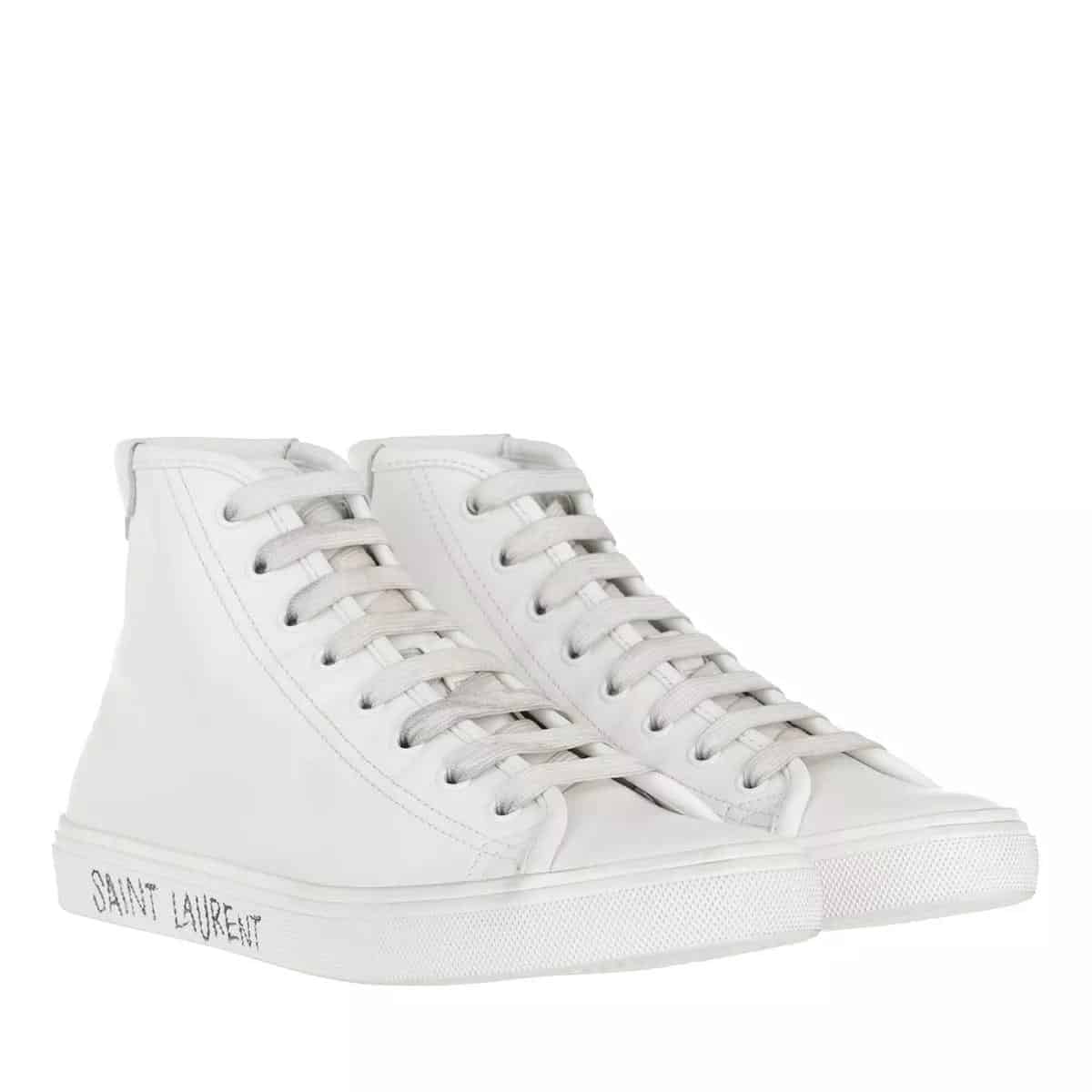 Saint Laurent Sneakers - Malibu Mid Top Sneakers Smooth Leather in wit