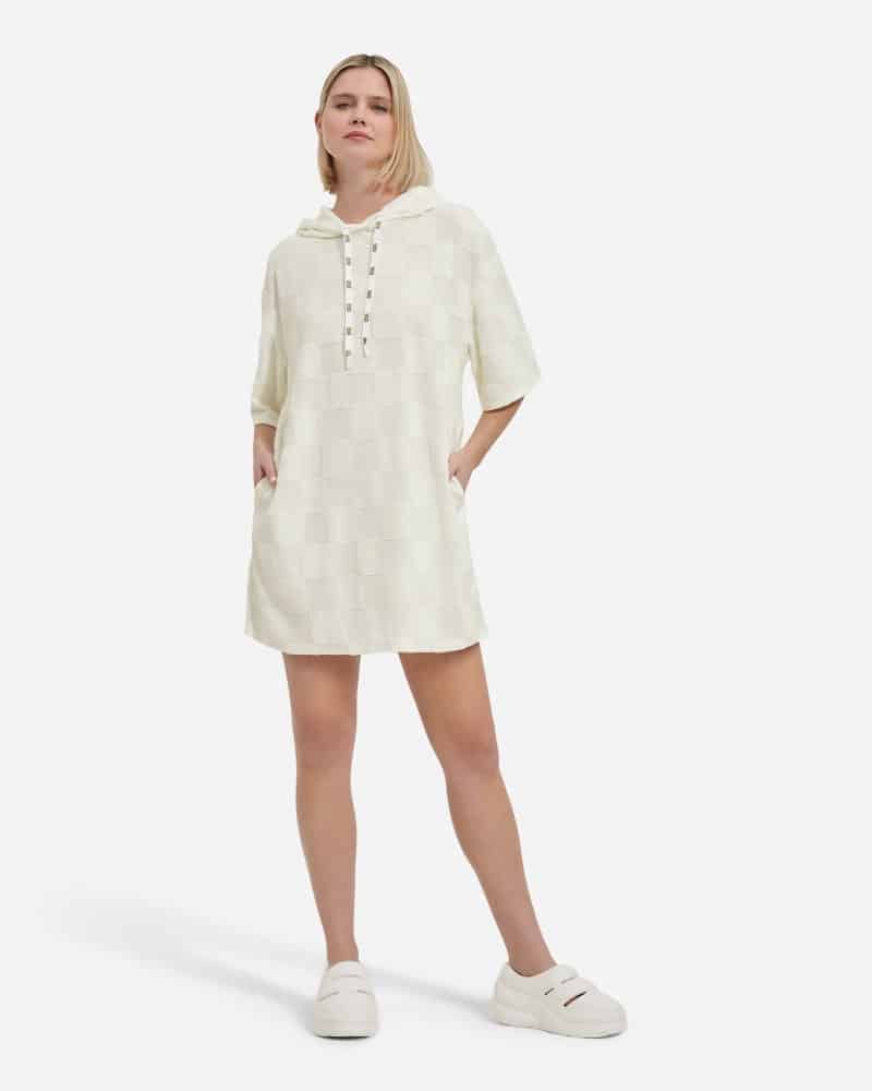 UGG® Kassey geruite jurk met capuchon voor Dames in Nimbus, Maat M, Katoen/Polyester