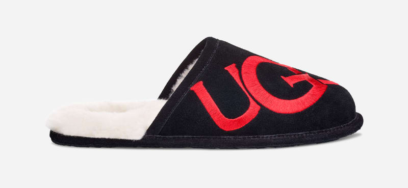 UGG® Scuff Logo Pantoffels voor Heren in Black, Maat 40, Suede