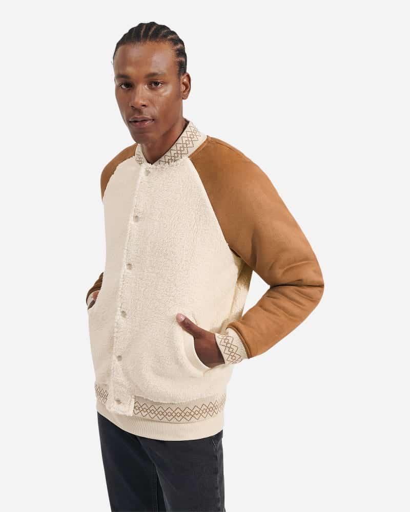 UGG® Tasman Varsity Jacket in Brown, Size XL
