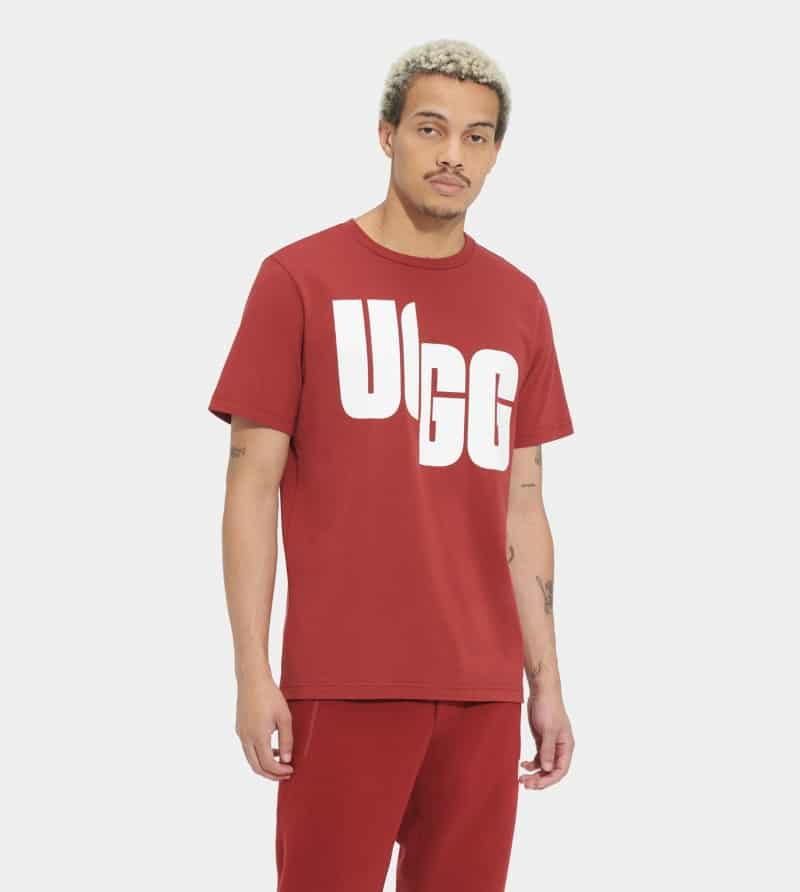 UGG® W Oversized Logo T-Shirt Chopd in Rich Red, Maat L, Katoen