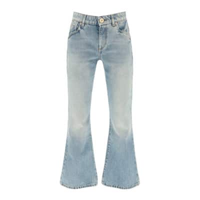 Western Style Crop Bootcut Jeans Balmain , Blue , Dames