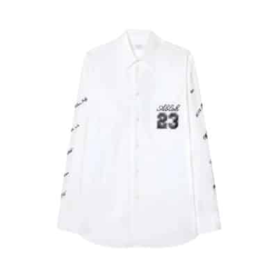 Witte Katoenen Oversized Shirt met Geborduurde Details Off White , White , Heren