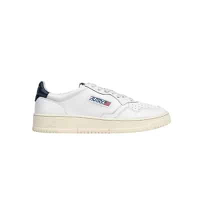Witte Leren Sneakers met Blauw Detail Autry , White , Heren