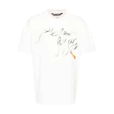 Witte T-shirts Polos voor Heren Palm Angels , White , Heren