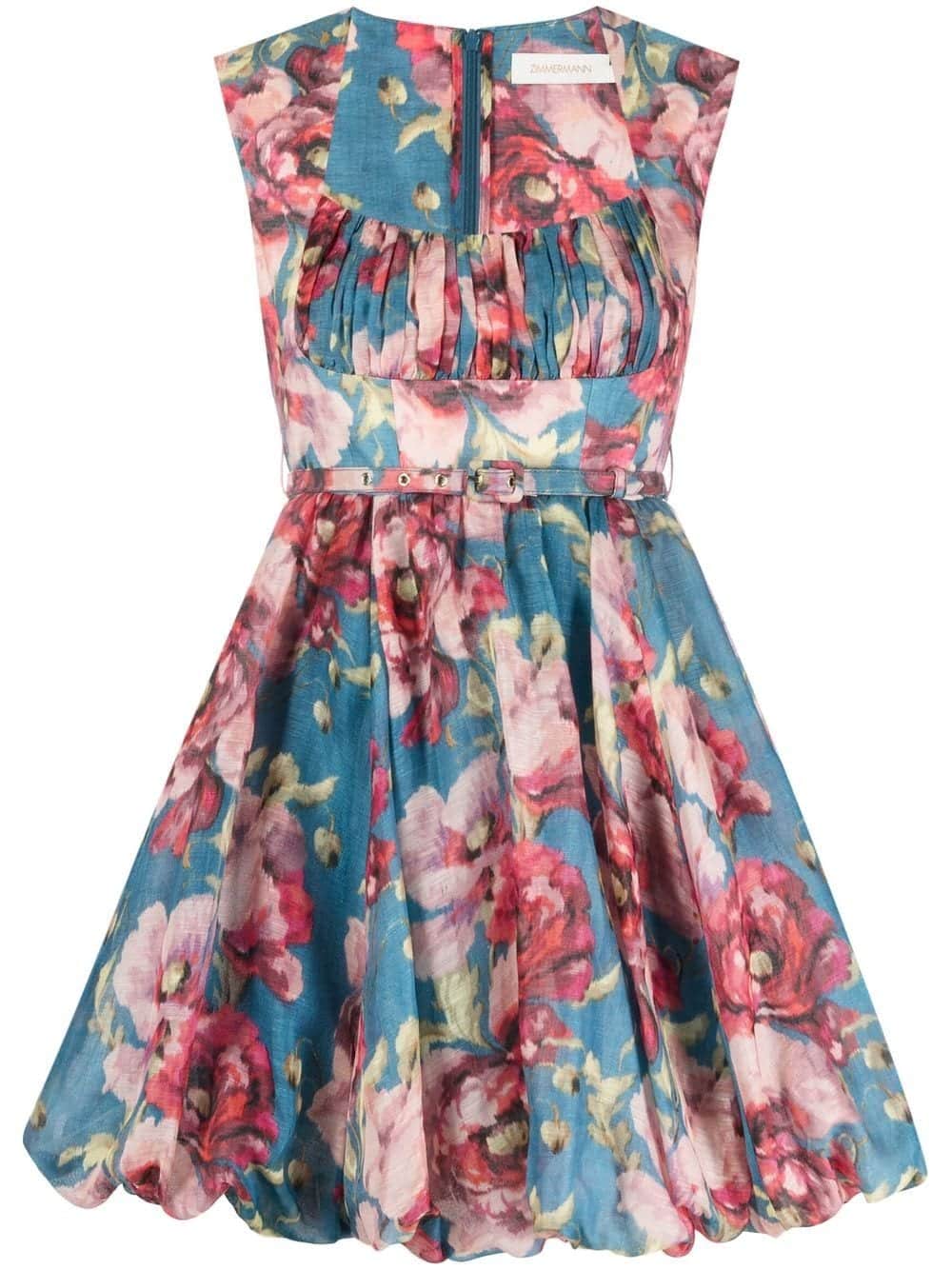 ZIMMERMANN Mini-jurk met bloemenprint - Blauw