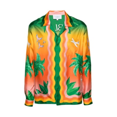 Zijden Shirt met Tennis Club En Fleur Print Casablanca , Multicolor , Heren